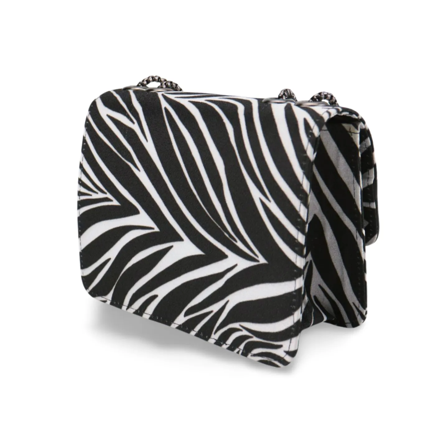 Zebra Print Striped Crossbody Bag with Chain Strap