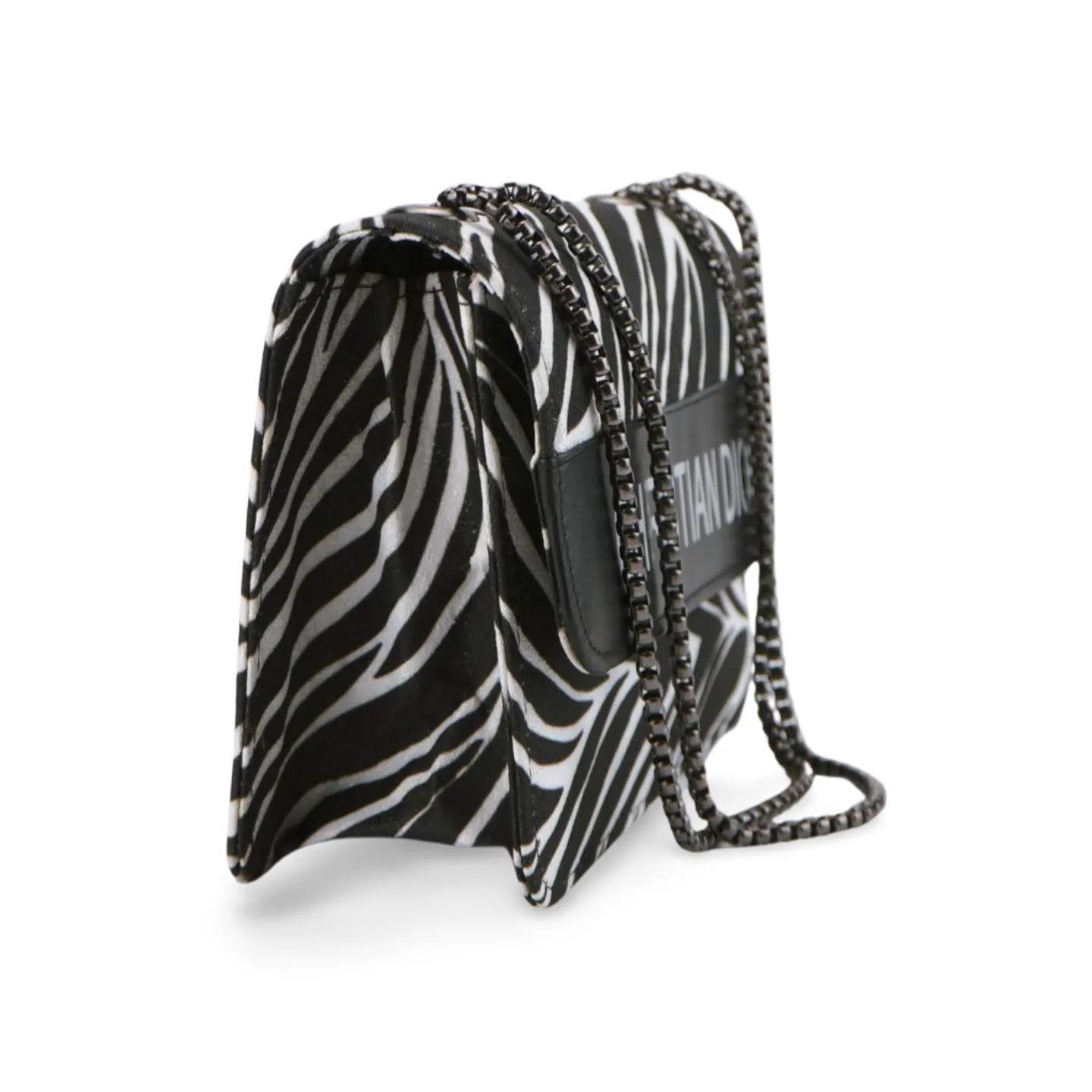 Zebra Print Striped Crossbody Bag with Chain Strap